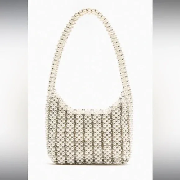 ZARA Pearl Beaded Bucket Bag - Picture 4 of 4